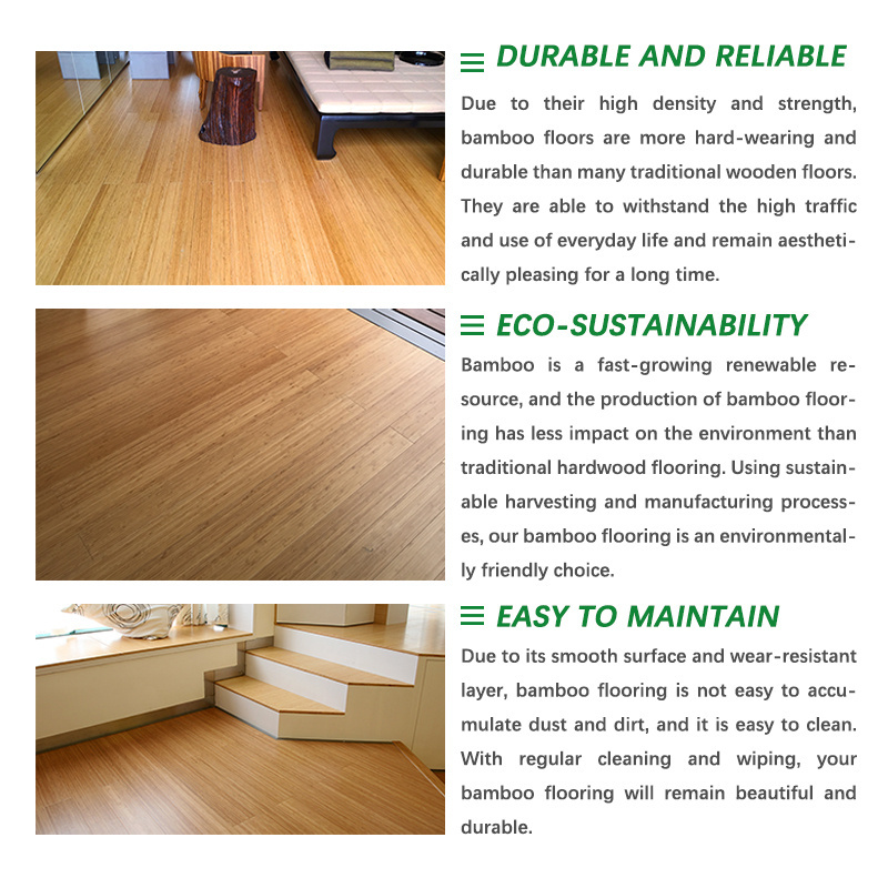 (IN STOCK) Durable waterproof horizontal solid bamboo flooring Indoor charcoal click system bamboo flooring tile