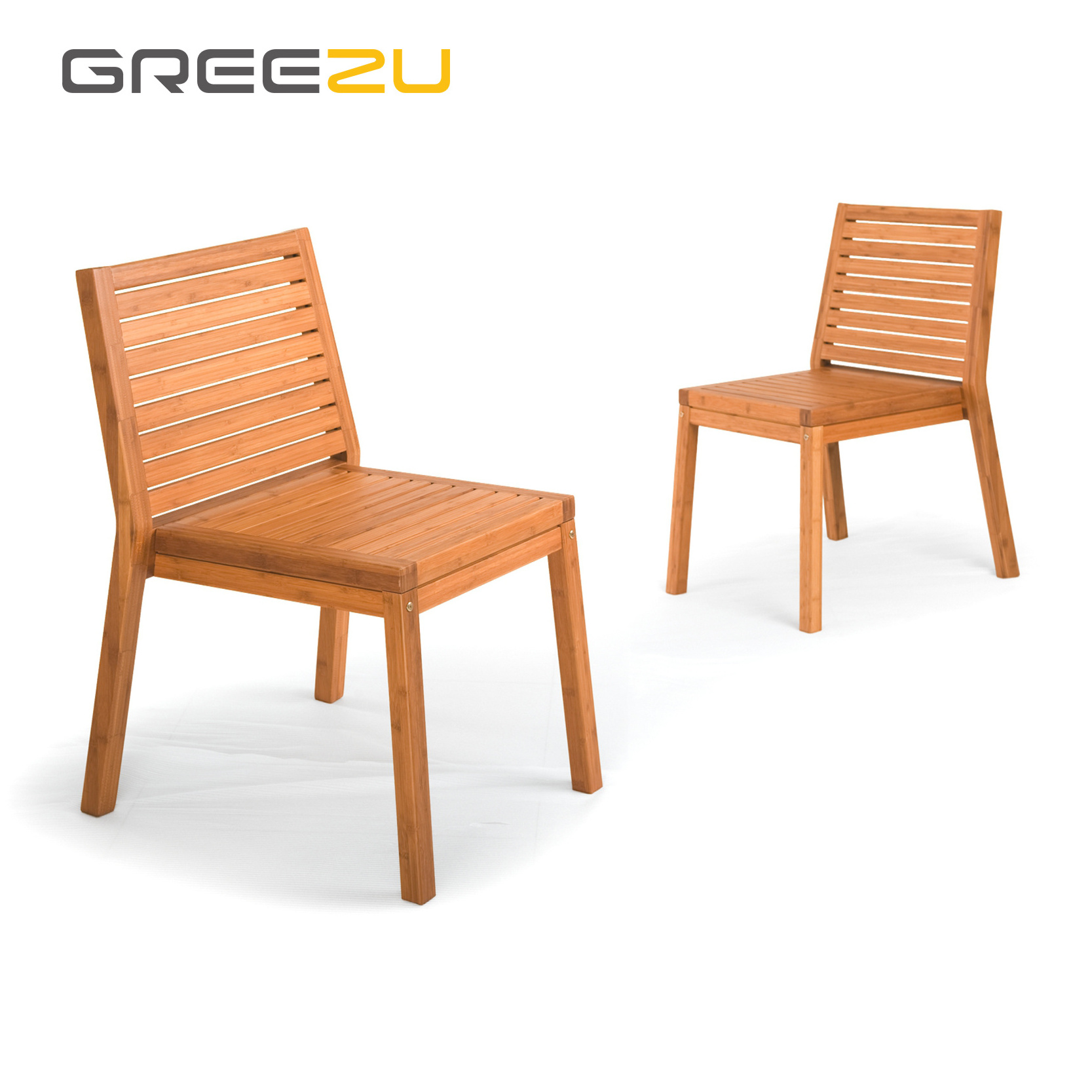 Greezu Direct factory Silla de madera Colmar chair Outdoor garden bamboo furniture chair patio waterproof bamboo chair set