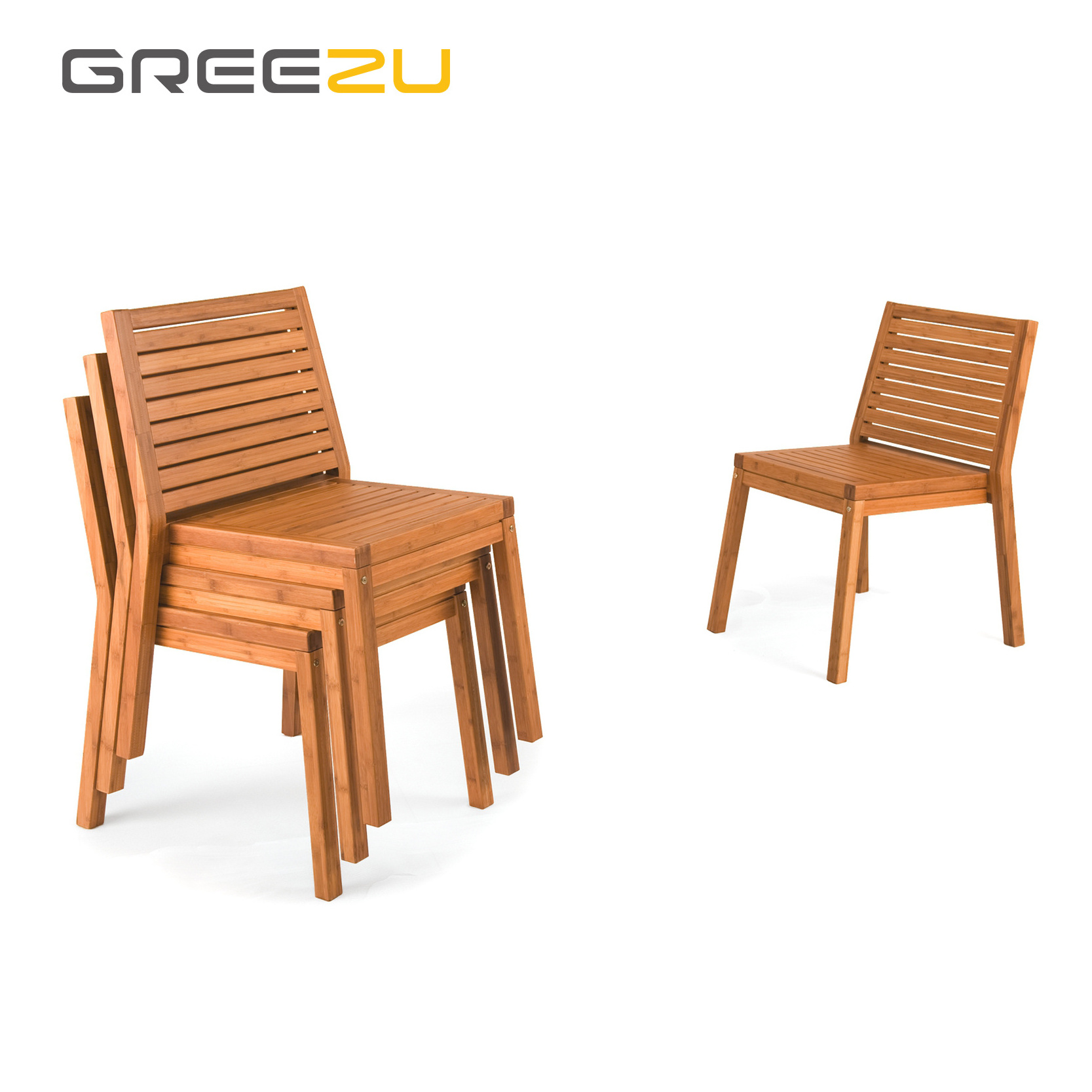 Greezu Direct factory Silla de madera Colmar chair Outdoor garden bamboo furniture chair patio waterproof bamboo chair set