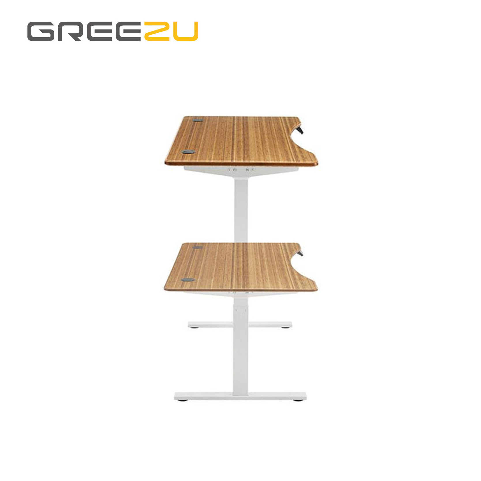 Greezu Bamboo office table up lift White frame height adjustable lifting Modern boss desk for study