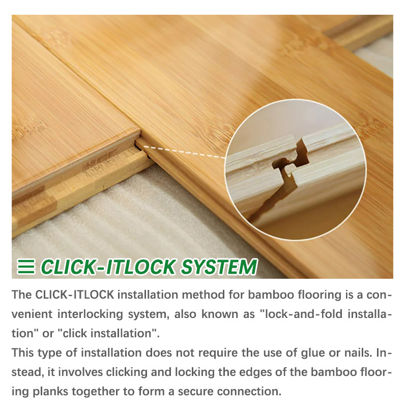 (IN STOCK) Durable waterproof horizontal solid bamboo flooring Indoor charcoal click system bamboo flooring tile