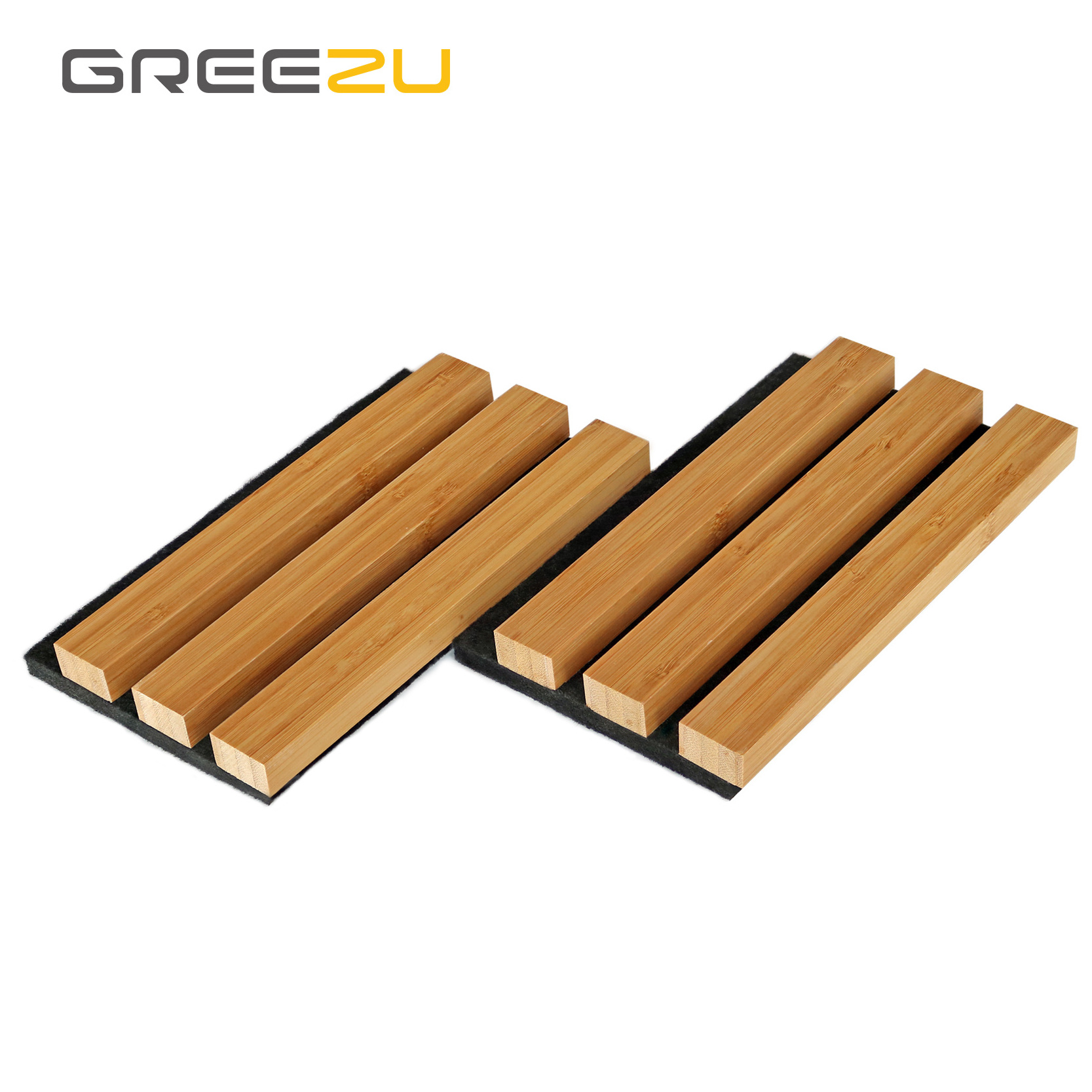 Greezu Direct factory Fire prevention Bamboo ceiling acoustics 3d panel Bamboo wooden slat PET soundproof padding wall panels