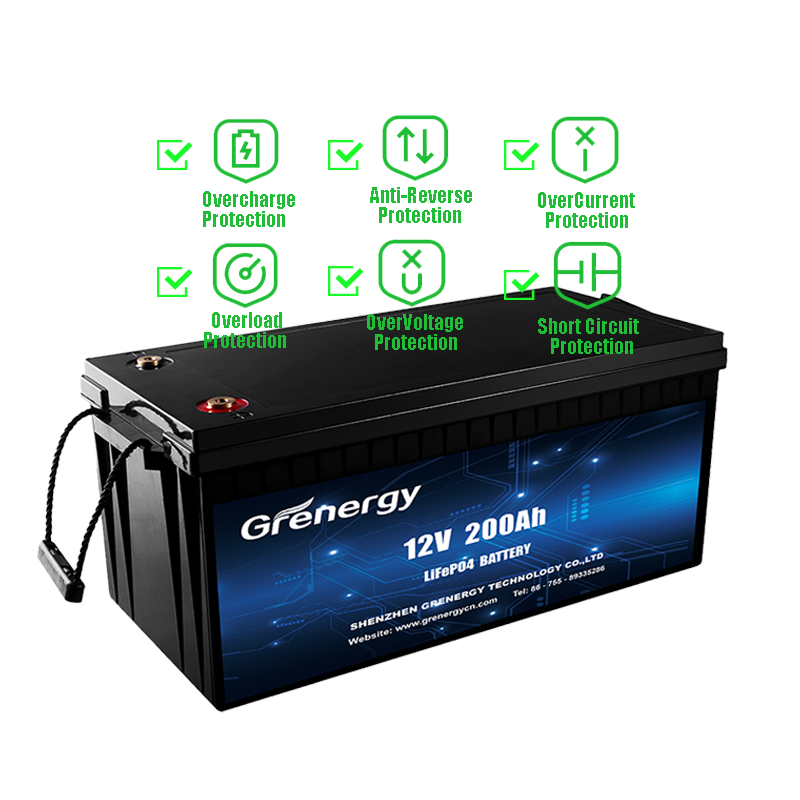 Waterproof Grade A Smart APP 12V 200Ah Lithium Lifepo4 Battery Rechareabel Lithium Ion Batteries Solar Battery