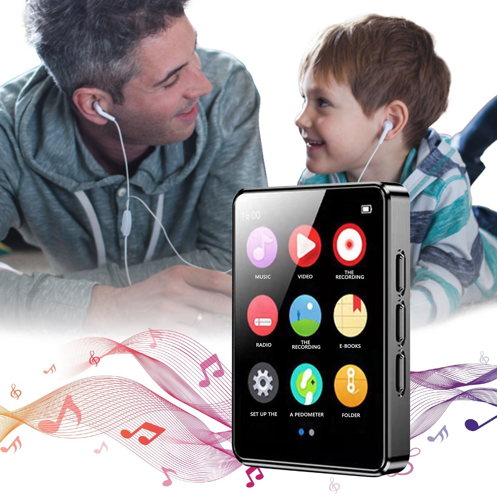 BT4.1 HiFi  Music Player 8/16/32/64GB Full Touch Screen MP3 Player Built-in Speaker With E-book Recording /FM Radio/Video