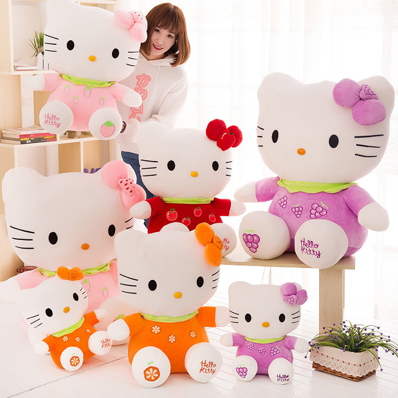 Wholesale soft plush material fruit helloKITTY cat plush toy cute Kitty children doll girl doll pillow