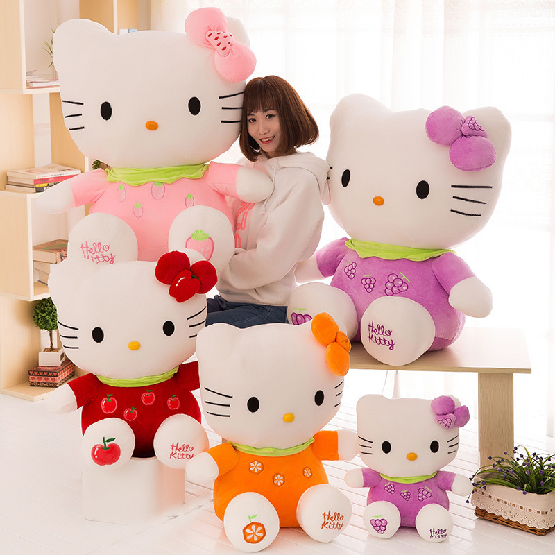 Wholesale soft plush material fruit helloKITTY cat plush toy cute Kitty children doll girl doll pillow