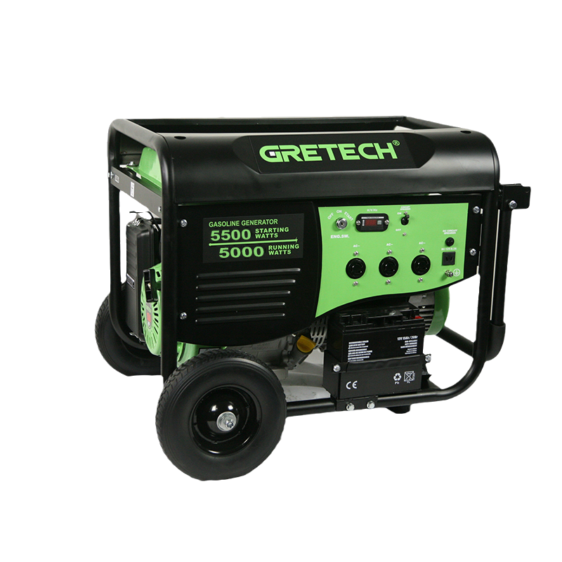 Gretech JL650012 turbine electric start rechargeable battery electric generator gasoline 380v 5kw for sale