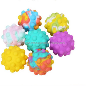 HotSale Rainbow 3D Stress Balls Fidget Toy, Silicone Popping Push it Bubble Fidget Ball, Mesh Squish Ball DNA Stress Relief Ball