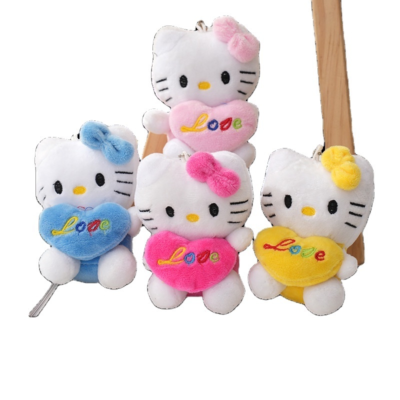 Wholesale Cute Kitty Cat Hello Plush Toy KeyChains Sanrio Plush Grab Doll Backpack Bag Plush Pendant