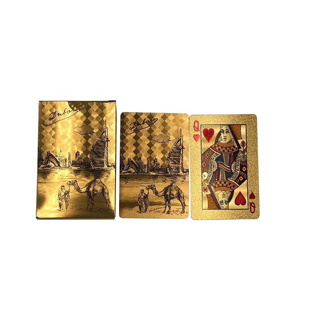 Dubai Scenery Gold foil plastic playing cards Good quality waterproof cards best souvenir with custom logo