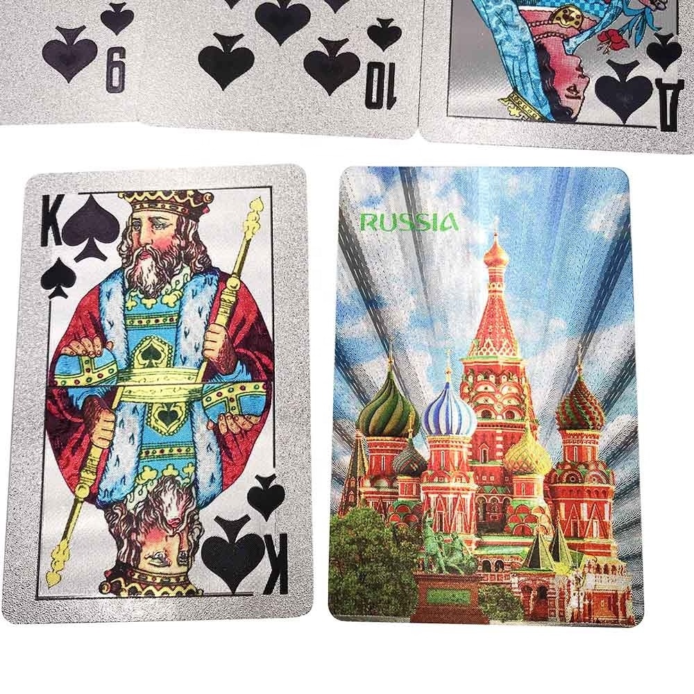 rose gold foil yugioh playing cards Russia Cathedral design silver plastic poker tour souvenir gold poker cards