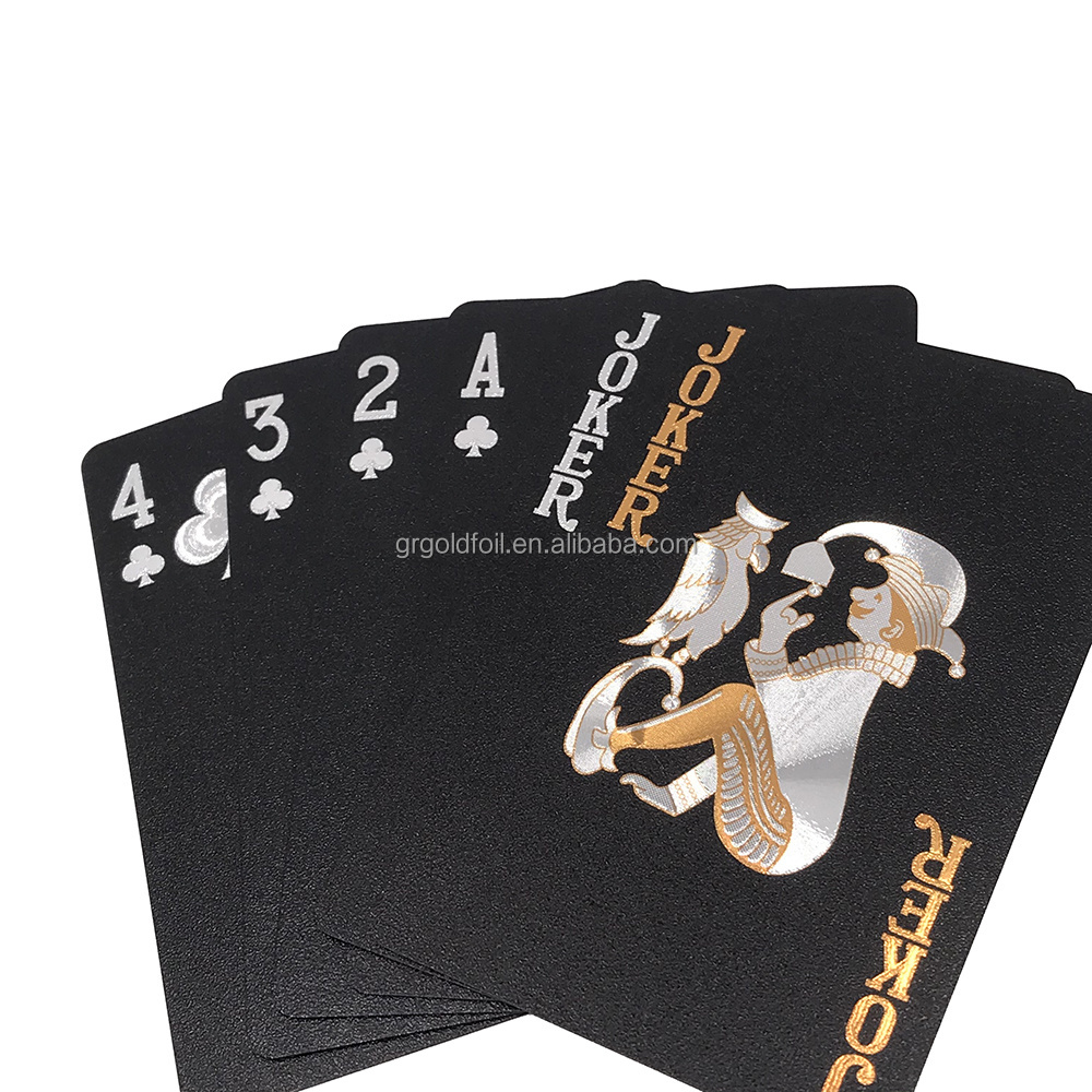 Black foil playing card Luxury black gold plastic poker waterproof black playing cards high quality game cards