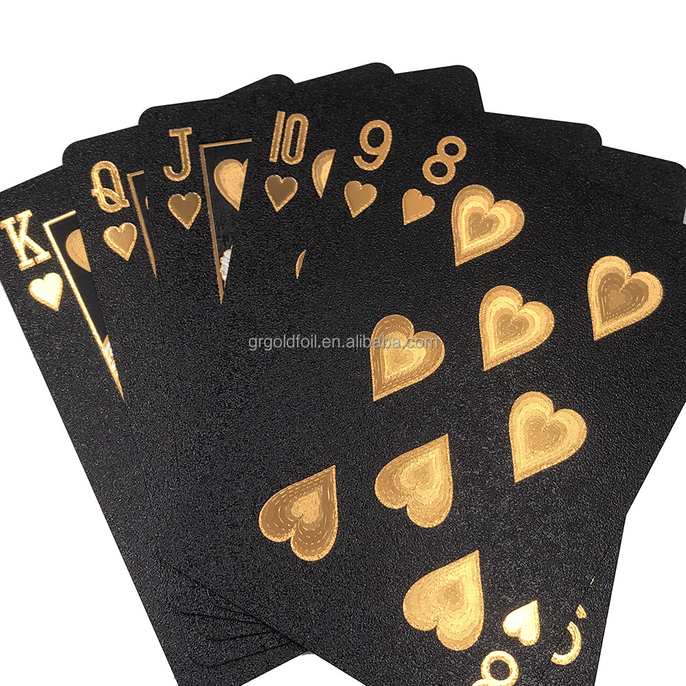 Black foil playing card Luxury black gold plastic poker waterproof black playing cards high quality game cards