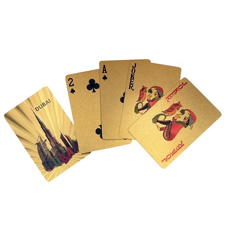 Dubai theme gold foil playing cards gold plated plastic card can custom any design