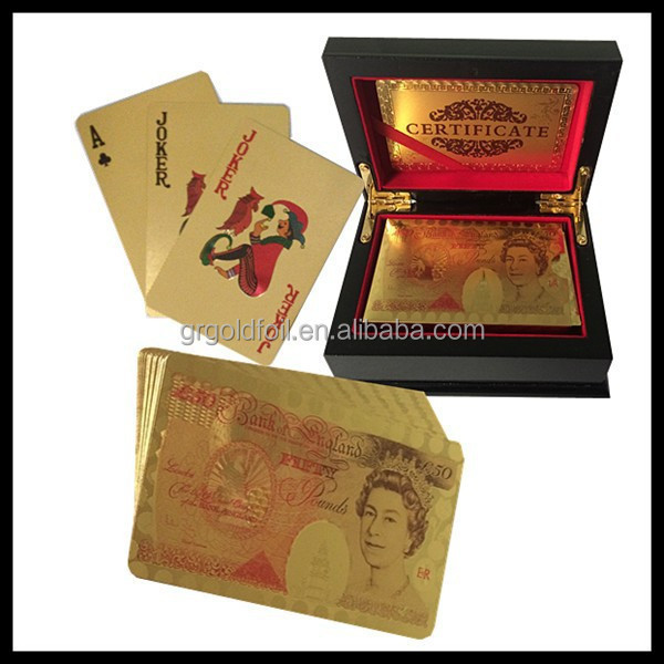 Elizabeth playing cards 50 pound desisgn 24k gold playing cards original poker mon cards