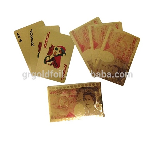 Elizabeth playing cards 50 pound desisgn 24k gold playing cards original poker mon cards