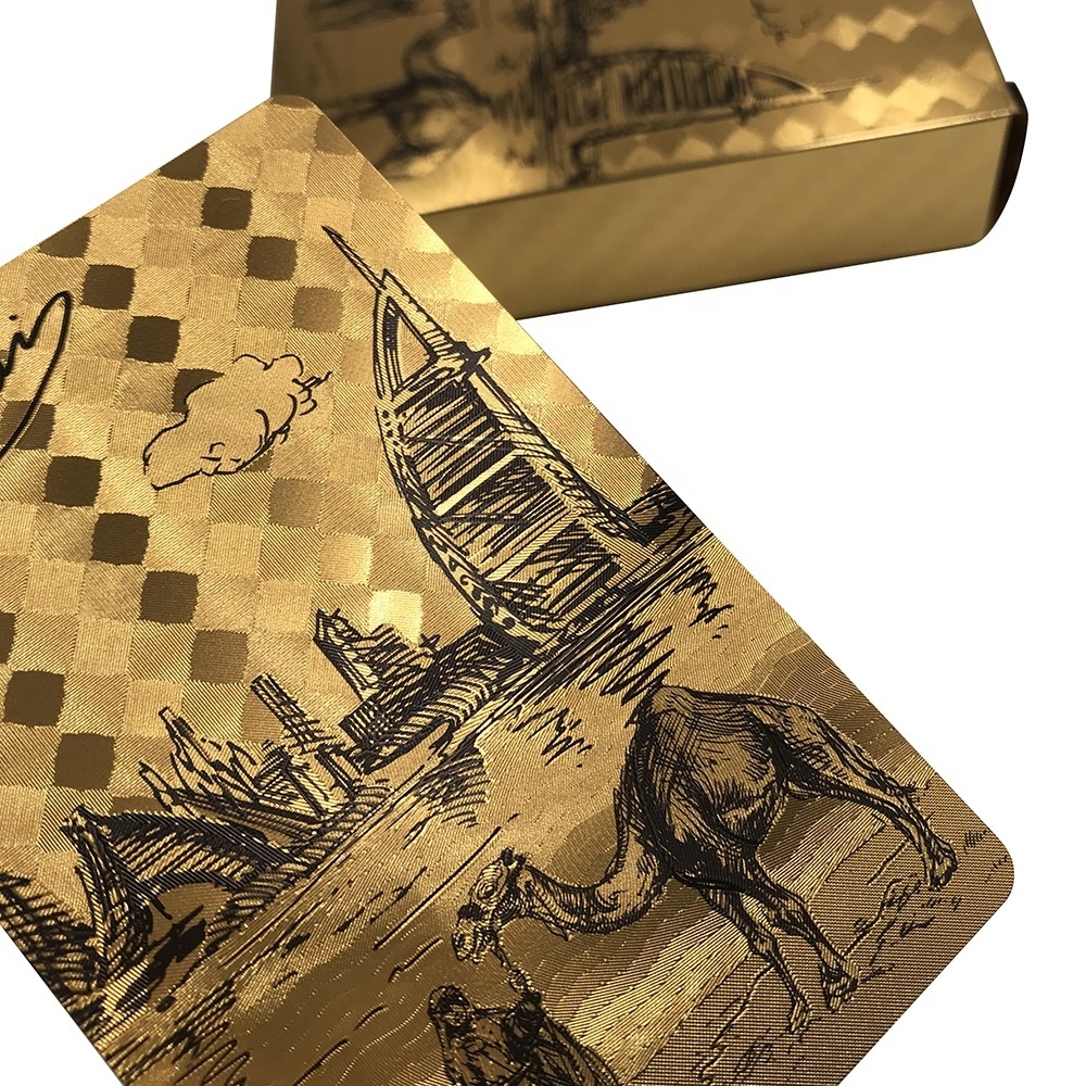 Dubai Scenery Gold foil plastic playing cards Good quality waterproof cards best souvenir with custom logo