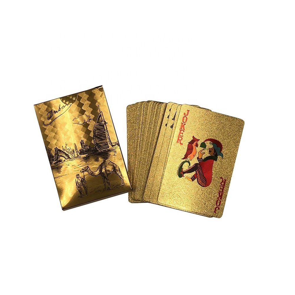 Dubai Scenery Gold foil plastic playing cards Good quality waterproof cards best souvenir with custom logo