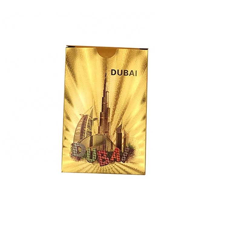 Dubai theme gold foil playing cards gold plated plastic card can custom any design