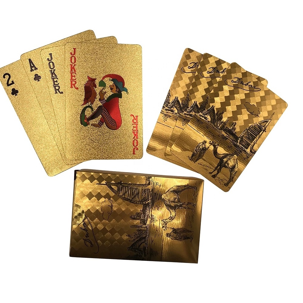 Dubai Scenery Gold foil plastic playing cards Good quality waterproof cards best souvenir with custom logo