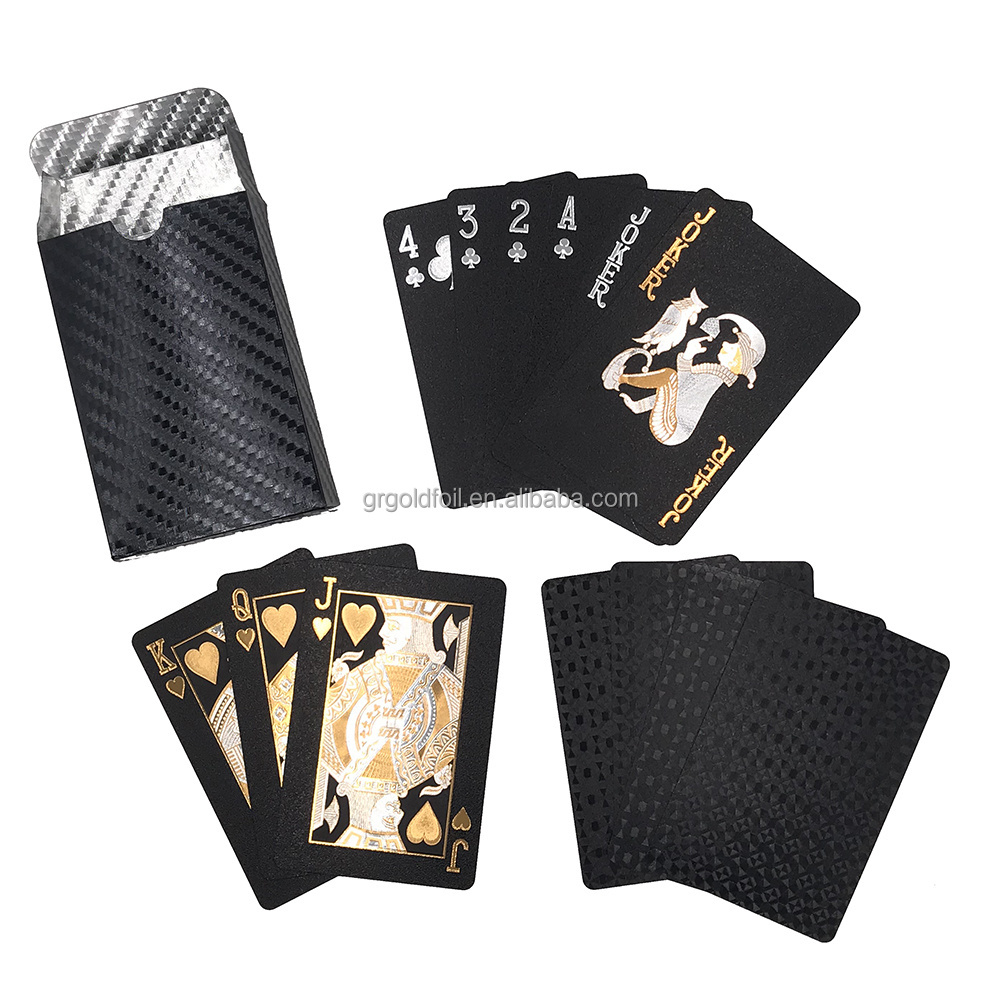 Black foil playing card Luxury black gold plastic poker waterproof black playing cards high quality game cards