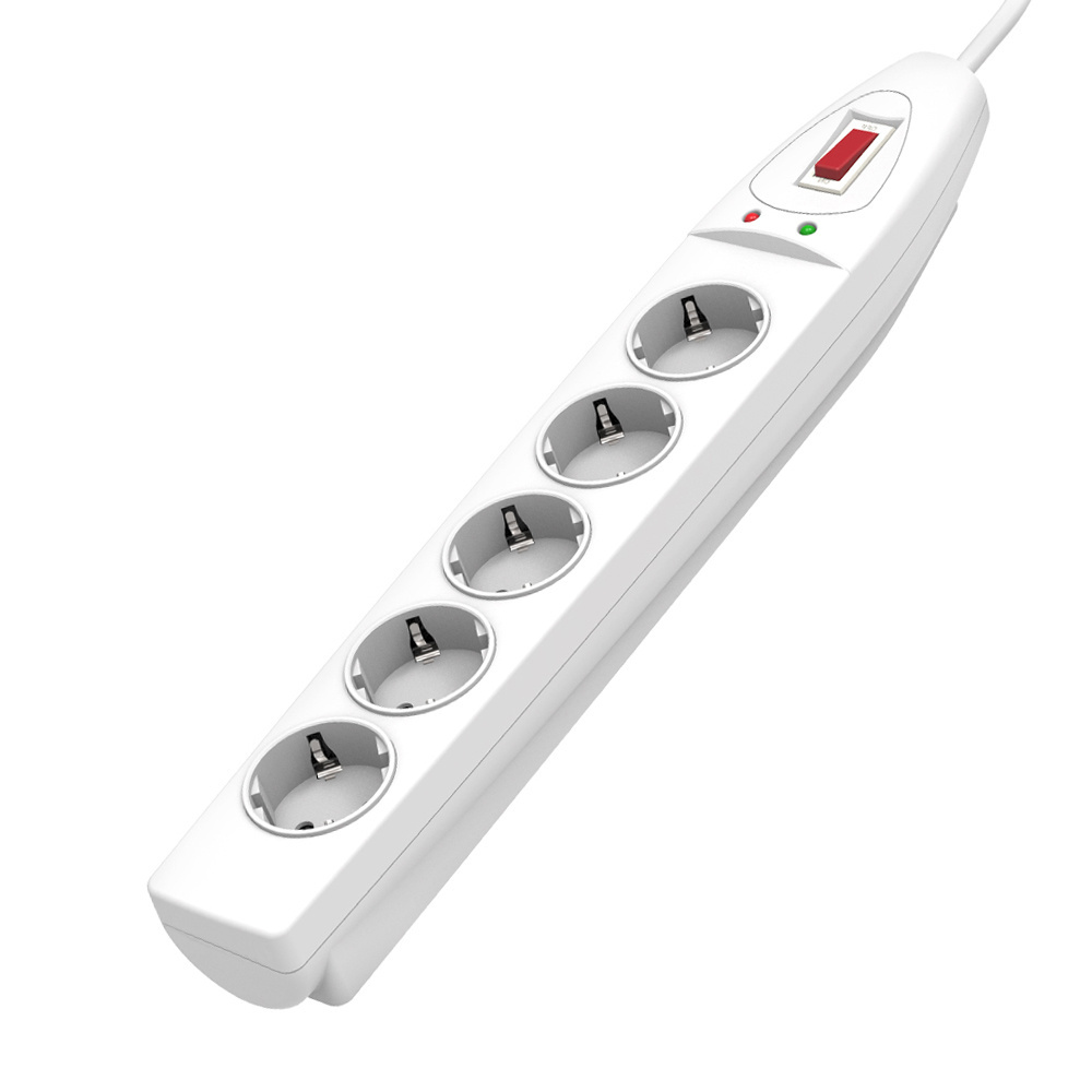 5 AC outlet Surge protector lighting protection 2 usb power board eu socket power strip  with VDE Plug and Switch power strip