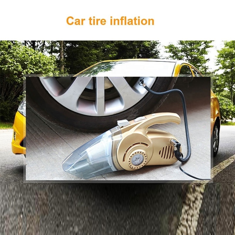 GRIKEY 4 in 1 Vacuum Cleaner Tire Inflator Pump Car Powerful Handheld Vacuum Cleaner 12V Pressure Measurement with LED Lighting