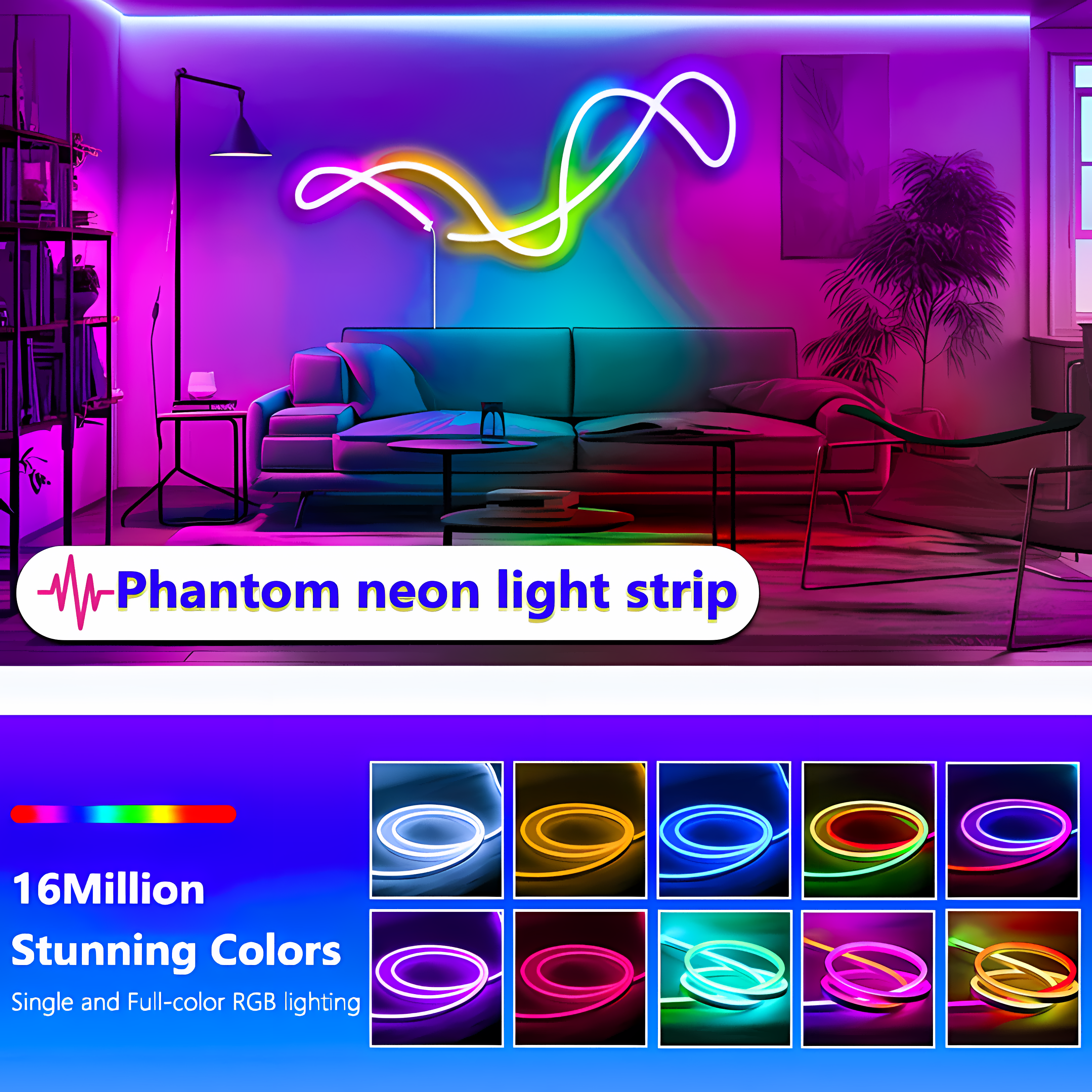 24V Led Neon Light 16.4FT App Remote Control Flexible Led Rope Light Multiple Modes Music Sync Outdoor Rgbic Neon Light