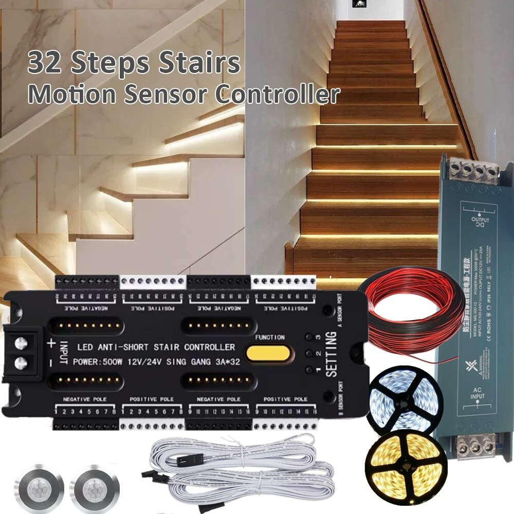 Anti-short Circuit Led Stair Lights PIR Automatic Stairway Ladder Step Induction Strip Stair Light Controller Motion Sensor