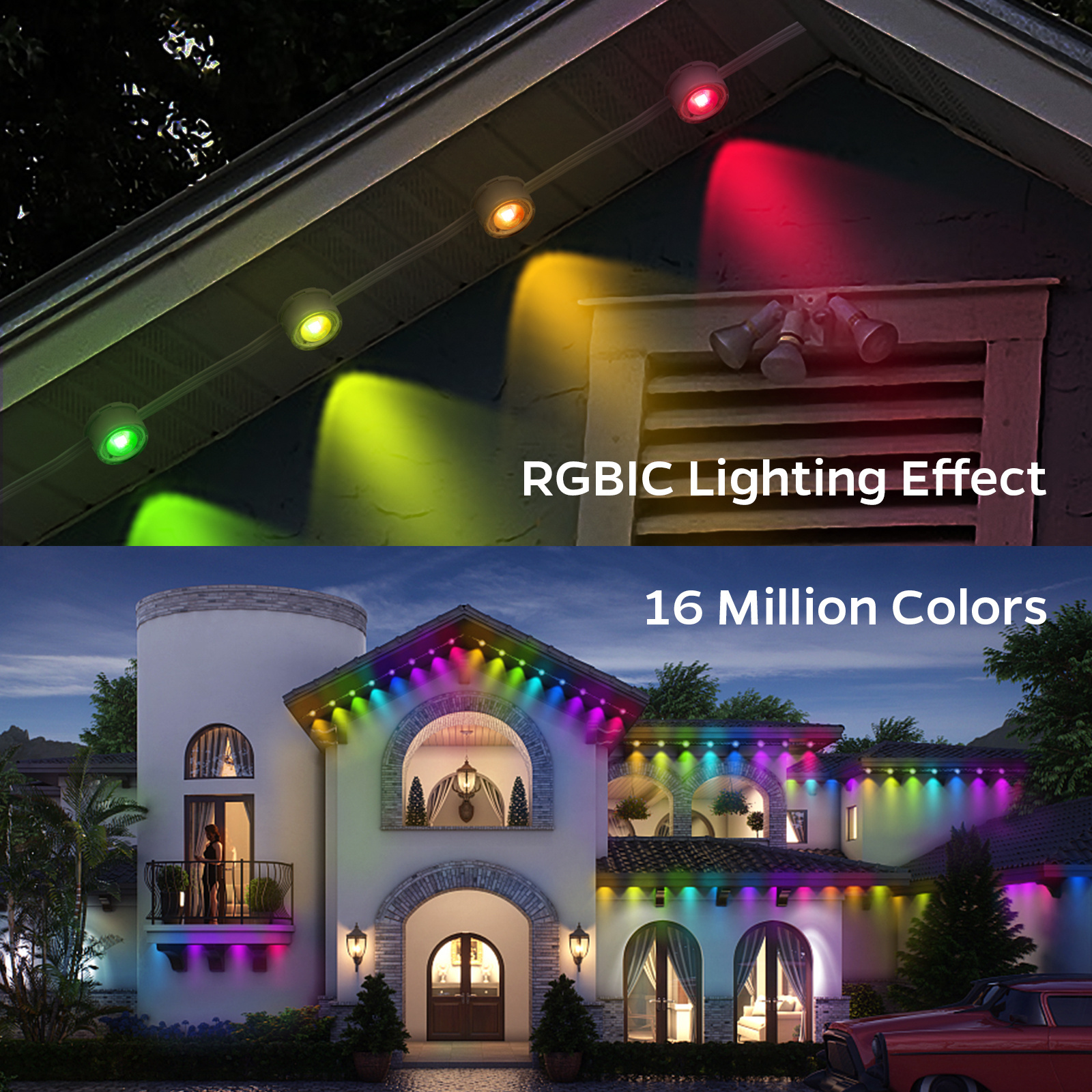 Factory Price Easy To Install Bluetooth Control Rgb Permanent Outdoor Eaves light Rgbic Led Point Light