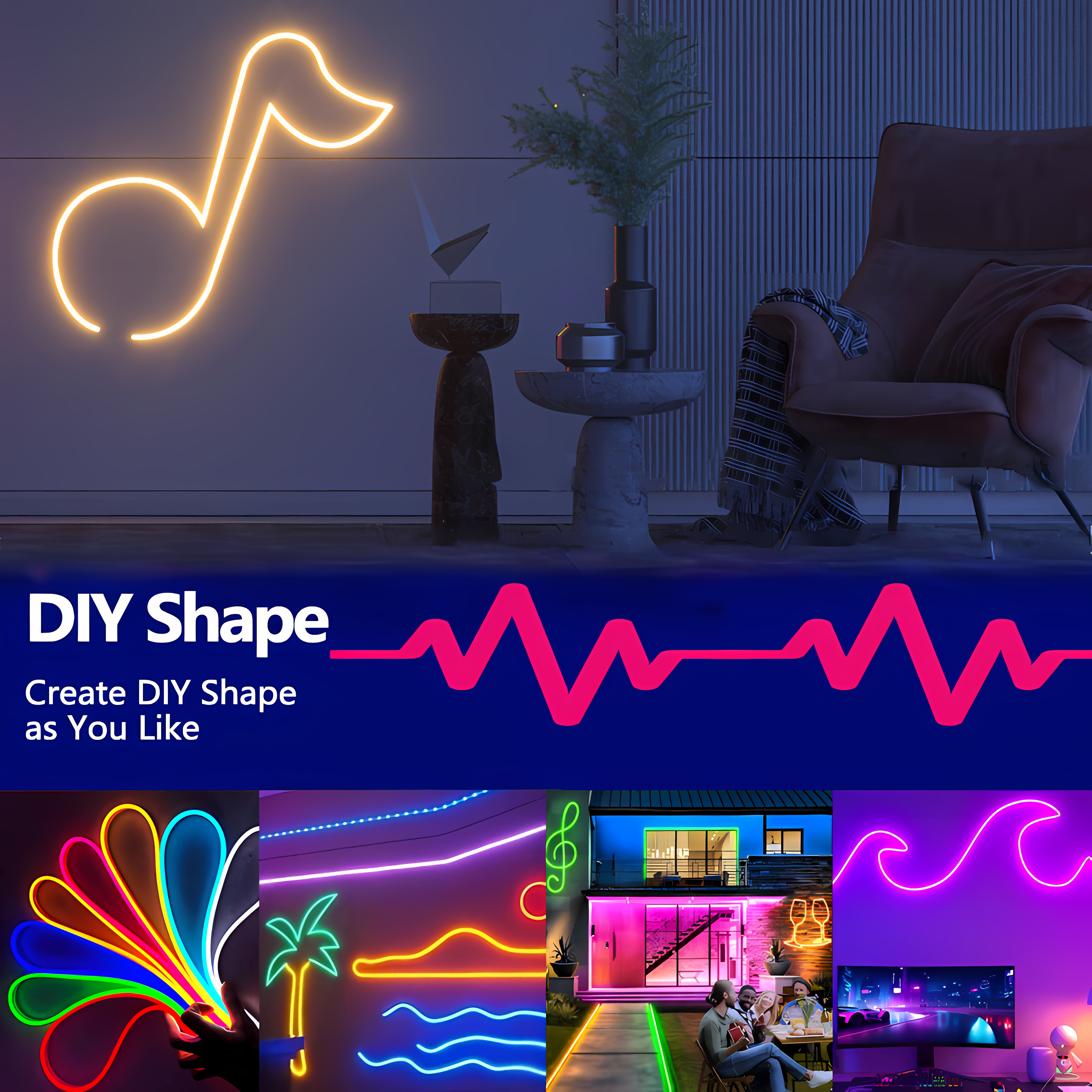 Neon Led Strip Lights Silicone Neon Rope Light Smart App Control Music Sync Rgb Dreamcolor Chasing Strip Tape For Room