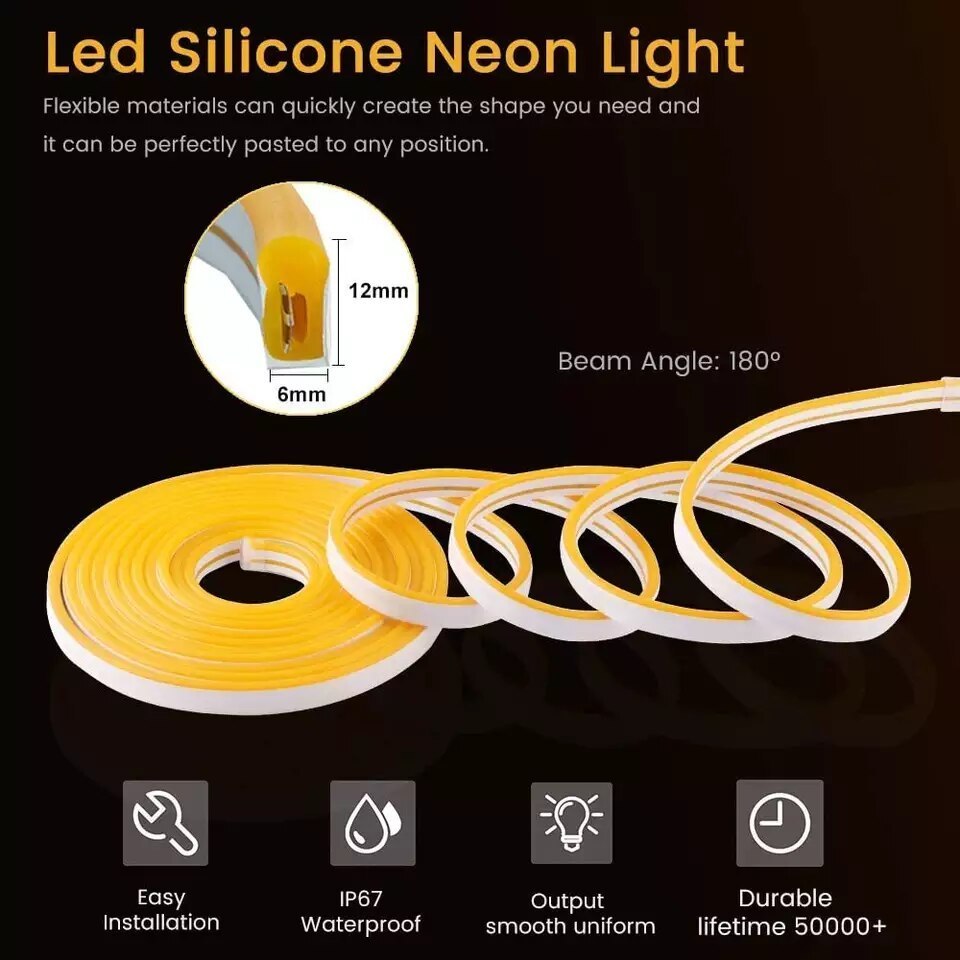 Dc12V 24V 6X12 8X16Mm Smd2835 120Leds/M Led Flexible Rope Silicone Waterproof Neon Light For Christmas Decoration