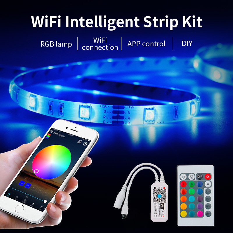 Flexible Waterproof Ip65 5m 10m Dc12v 150leds Smd5050 Adjustable Rgb Led Strips Light Kit With Wifi App Remote