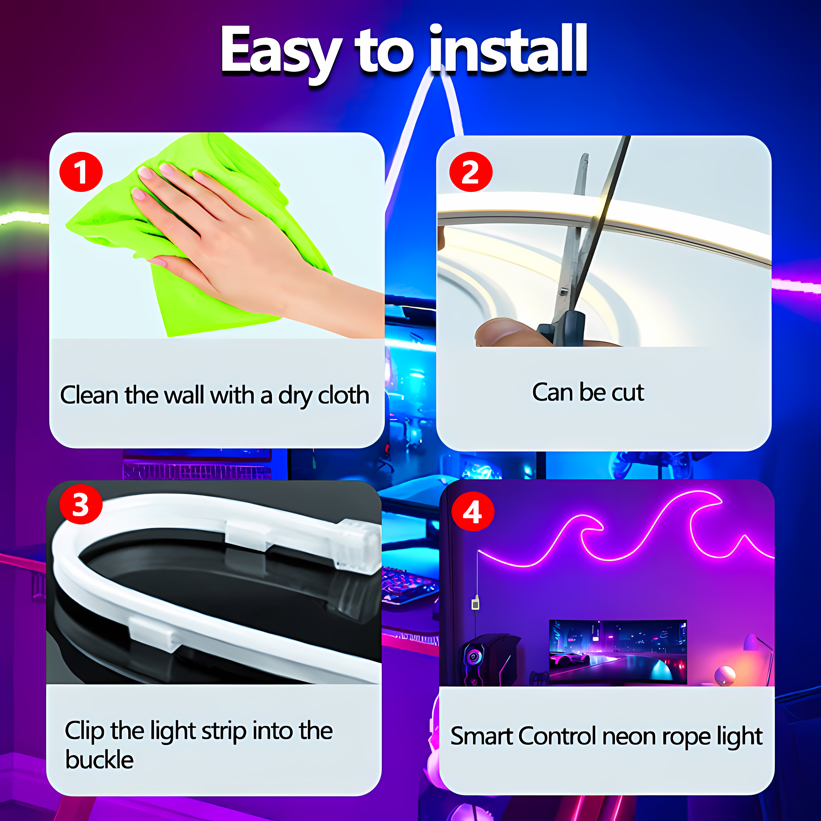 Neon Led Strip Lights Silicone Neon Rope Light Smart App Control Music Sync Rgb Dreamcolor Chasing Strip Tape For Room