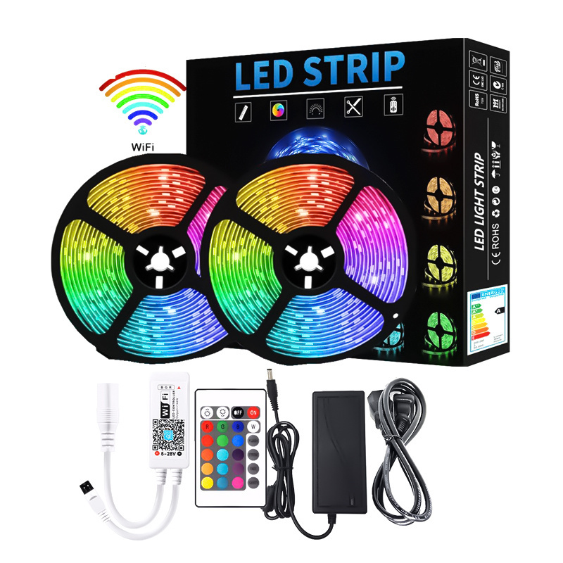 Flexible Waterproof Ip65 5m 10m Dc12v 150leds Smd5050 Adjustable Rgb Led Strips Light Kit With Wifi App Remote