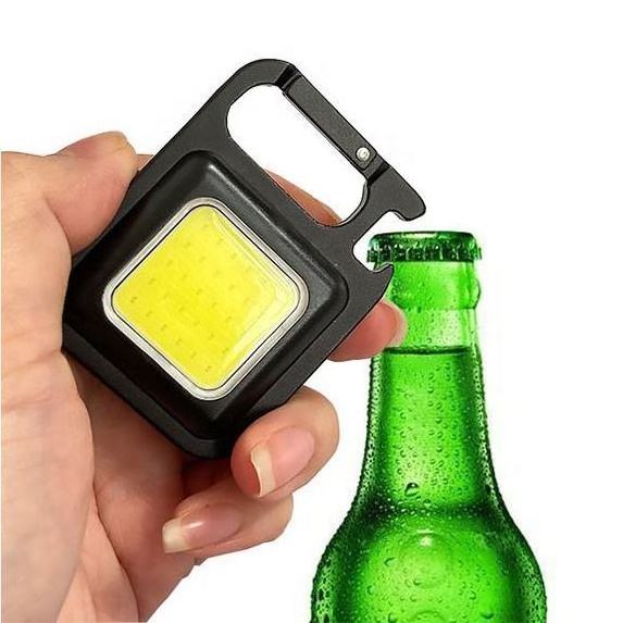 COB Rechargeable 4 Light Modes Portable Pocket Light Keychain Mini Flashlight With Bottle Opener Magnet Base Folding Bracket