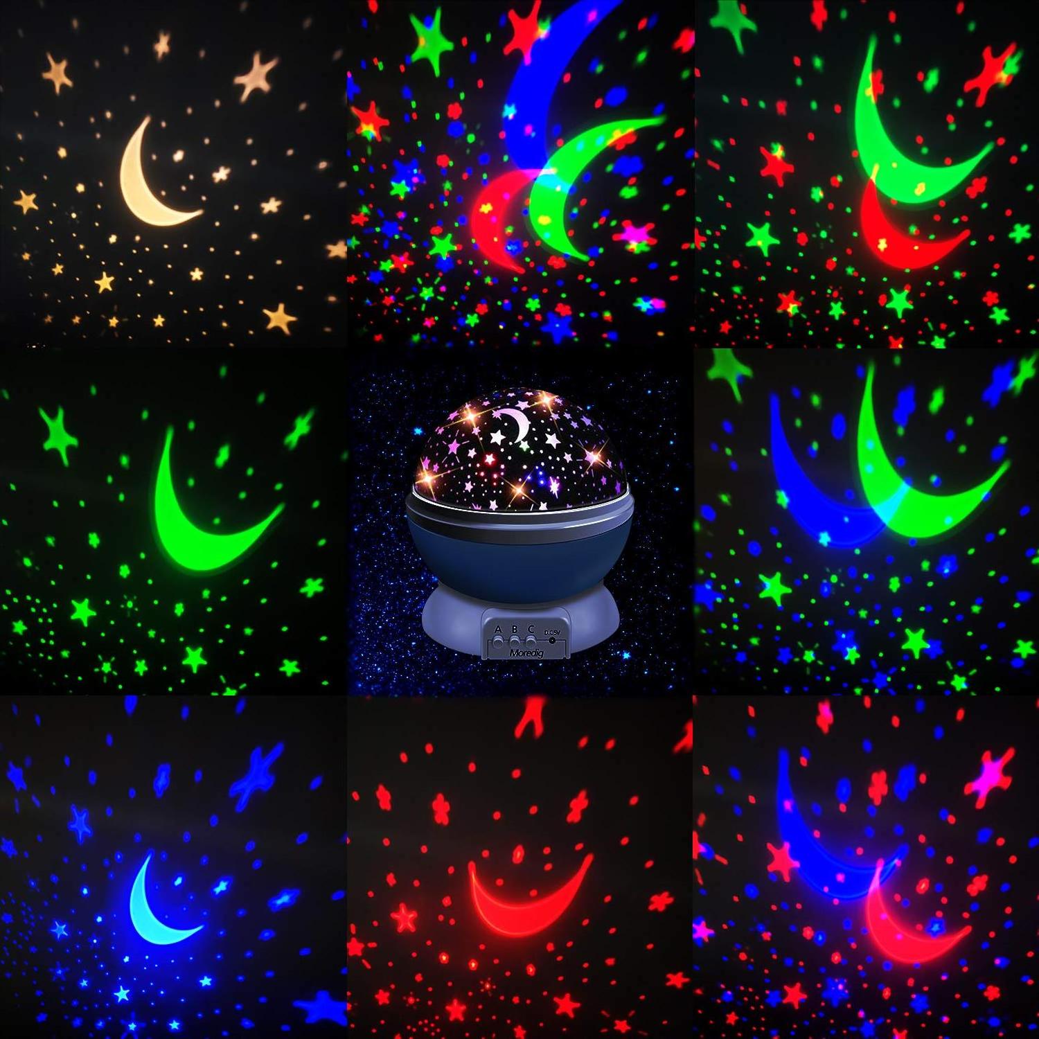 Amazon Unique Gift Nebula Star Projector 360 Degree Rotation 4 LED Bulbs 12 Light Color Changing Star Night Light with USB Cable