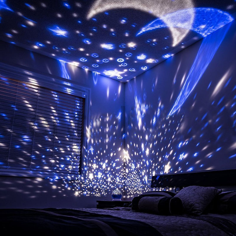 Amazon Unique Gift Nebula Star Projector 360 Degree Rotation 4 LED Bulbs 12 Light Color Changing Star Night Light with USB Cable