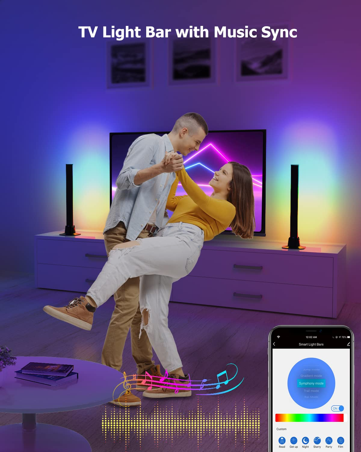 Cheaper New Design 12 Scene Music Modes Ambient Light Smart Rgb Game Led Flow Light Bar Smart Light Bars with App Control