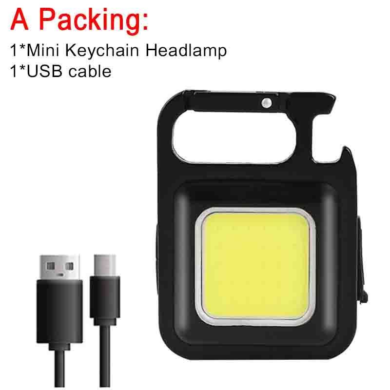 Multifunctional Outdoor Portable USB COB Work Light Inspection Light Camping Mini Led Flashlight Cob Rechargeable Keychain Light