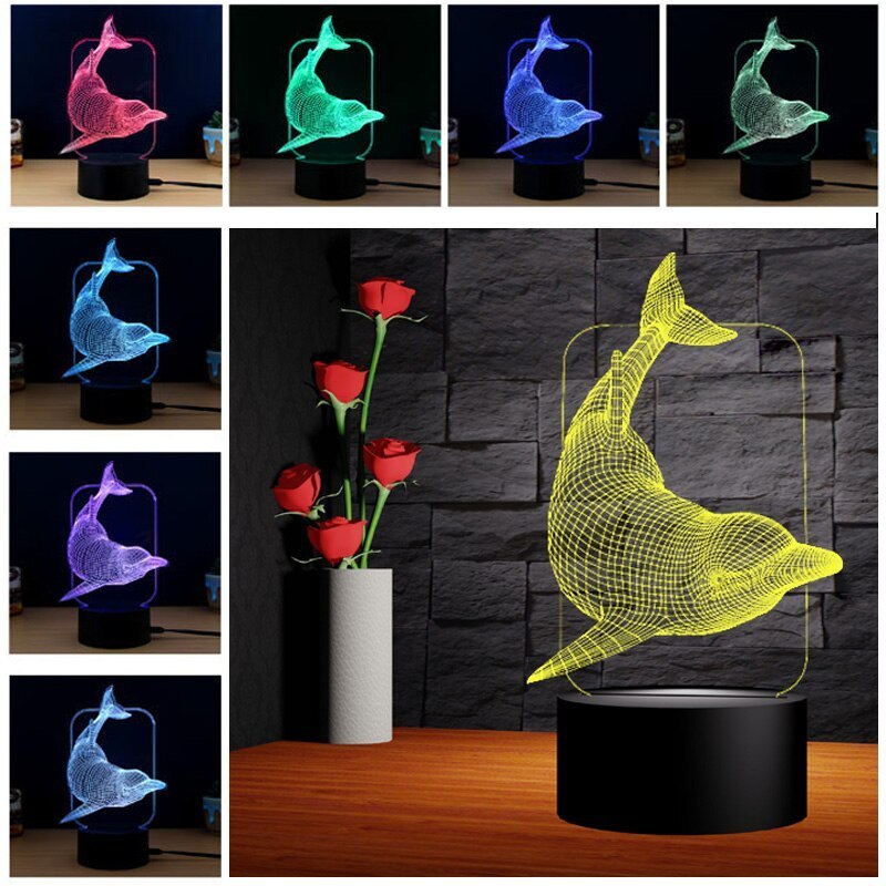 Creative Acrylic ABS USB Touch Round RGB kids Christmas Gift For Bedroom Home Decor Night Lights 3d Led Light Holder Lamp Base