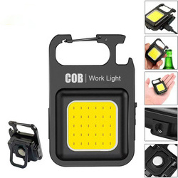 Mini 4-in-1 Portable Pocket Bottle Opener And Magnet Base COB Small Flashlight Waterproof Cob Keychain Light