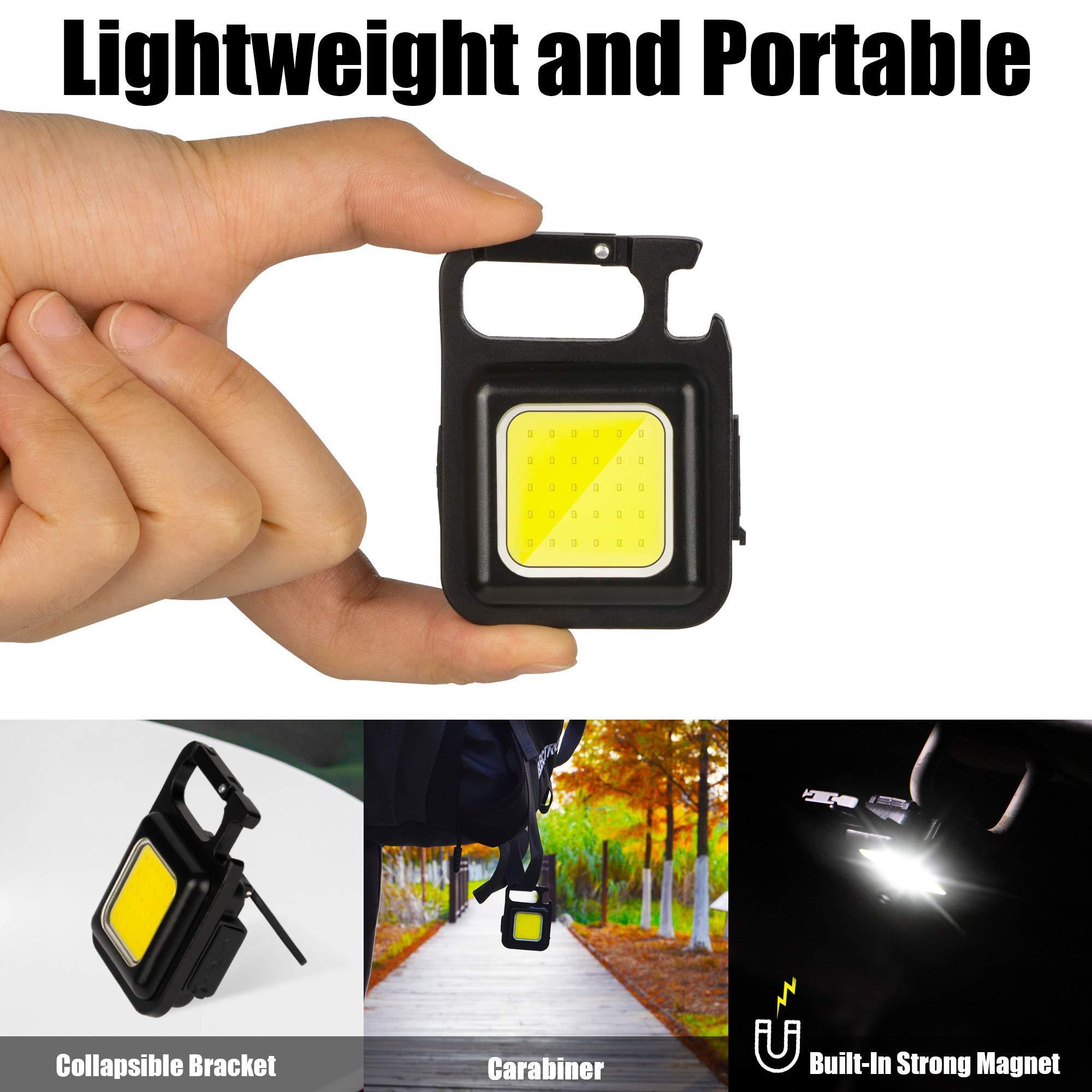 Rechargeable Keychain Work Torch Light Bottle Opener Custom Keychain Light Portable Mini Cob Led Flashing