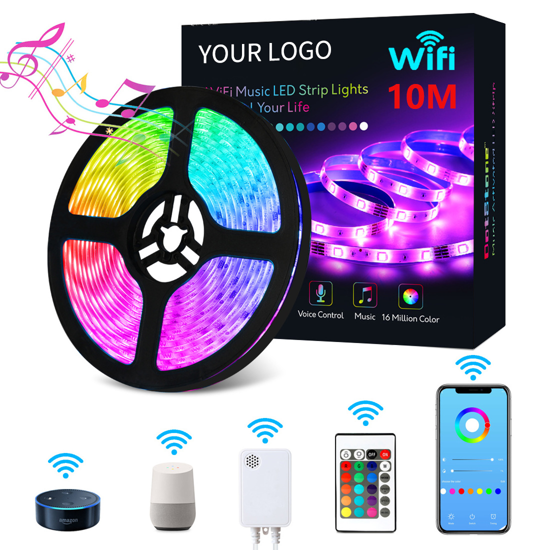 Home Decoration Lighting 100ft 50ft Led Strip Lights 5050 RGB TUYA WIFI Control Smart Led Light Strip Bedroom 5M 10M