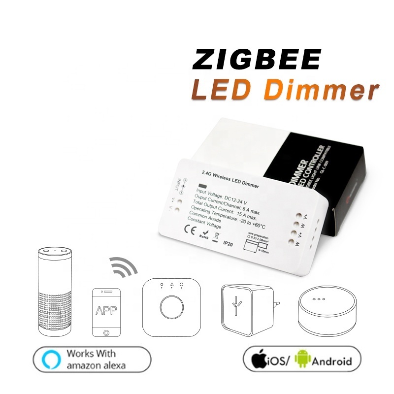 ZigBee 12V DC LED Light Bulb Google Home Hub LED Strip Controller ZigBee LED Dimmer