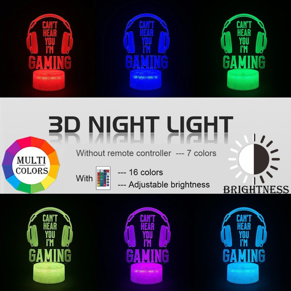 LED Gaming Setup RGB Gaming Room Lamp Decoration USB Powered Night Light Table Lamp 3d Led Light Holder Lamp Base