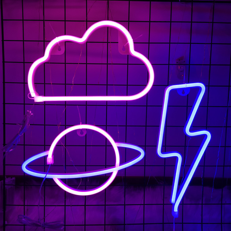 Cloud Moon Lightning USB/Battery Powered Led Neon Signs Neon Lights Neon Lamp for Wall Decor Bedroom Wedding Party Decoration