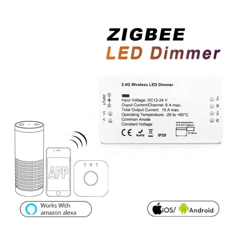 ZigBee 12V DC LED Light Bulb Google Home Hub LED Strip Controller ZigBee LED Dimmer