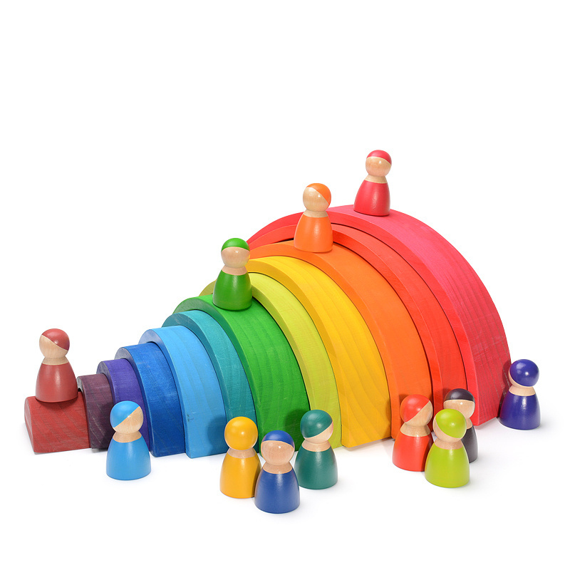 Children's Rainbow building blocks solid wood Montessori stacking toys