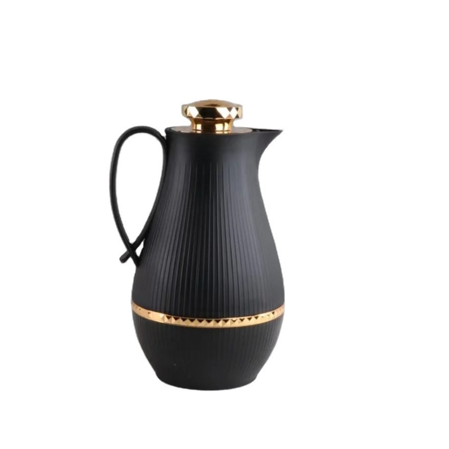 Luxury 1L marble black white arabic arab thermal thermos tea vacuum dallah coffee pot with glass inner